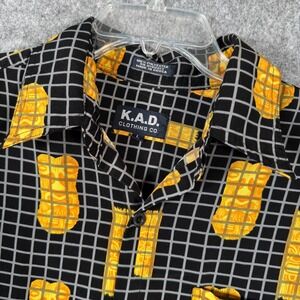 Vintage 90s KADs Hawaiian Tiki Shirt Mens Large Button Down Grid ResortWear Boho
